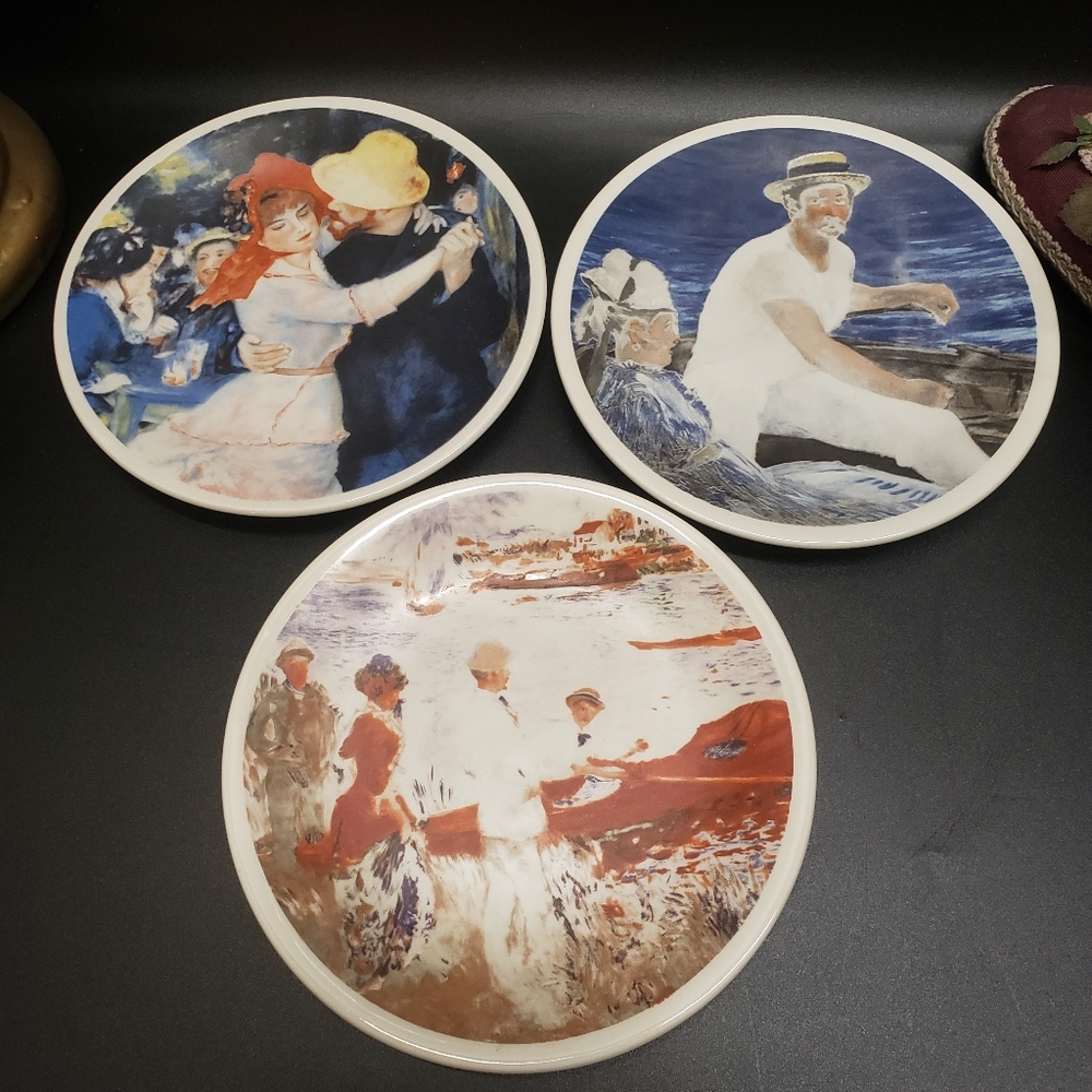 Vintage Longchamp Decor Inalterable Facon Main France 6 1/4" Plate Vintage Scene